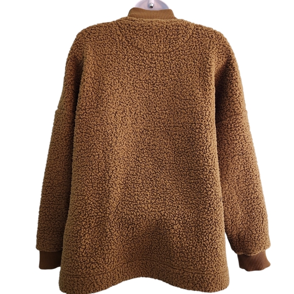 Aerie Dream Sherpa Quarter Zip Sweatshirt Dijon‎ Brown Oversized women's small - Picture 2 of 11